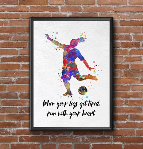 Miniatura 8 de Dignovel Studios Póster de impresión artística de acuarela con cita inspiradora de 8 x 10 pulgadas sin marco, decoración de pared de fútbol femenino