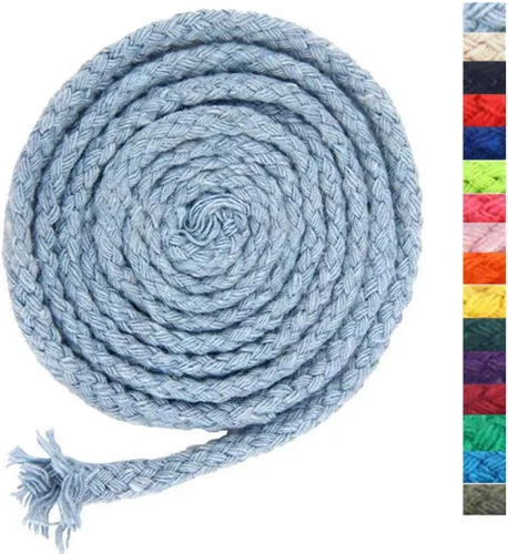 Miniatura 15 de 5 mm * 90 m Cuerda de macramé de algodón natural de 8 hebras para manualidades, hilo para tejer, para colgar en la pared y manualidades DIY (HPK)