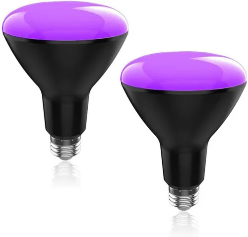 GREENIC Bombillas LED UV negras de 15 W (equivalente a 100 W) base mediana BR30 E26, nivel UVA, 385-410 nm, luz negra UV que brilla en la oscuridad