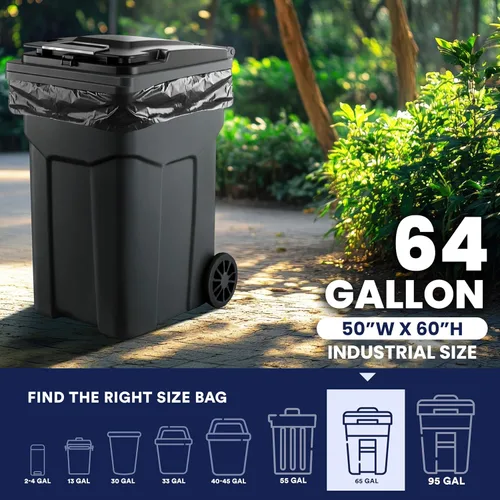 Miniatura 3 de Bolsas de basura de 64 galones para cubo, negras, 1,5 ml, 50 x 60, 50 bolsas) por caja