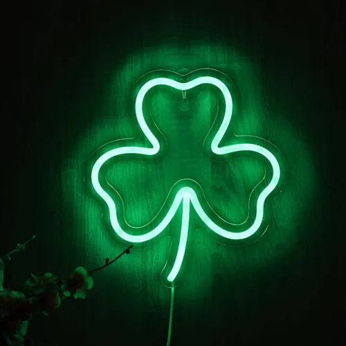 Miniatura 5 de Roouneon Letreros de neón de trébol del día de San Patricio, trébol, cerveza, bar, dormitorio, luz de neón, luces LED de neón para hombre, cueva