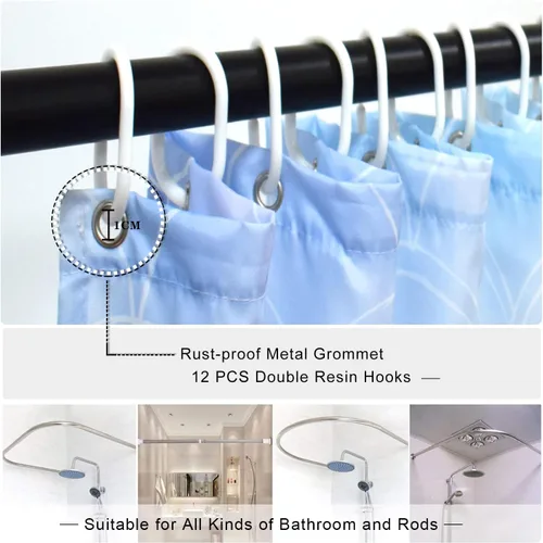 Miniatura 6 de Bonito juego de cortinas de ducha de sirena, cortinas de ducha con escamas de pez con purpurina para baño, decoración de baño de niños, tela de Azul