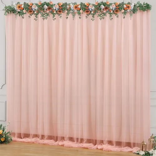 Miniatura 28 de Cortina de telón de fondo de tul azul bebé de 10 x 10 pies para fiestas, cortinas de fondo transparentes para bodas, baby shower, baby shower