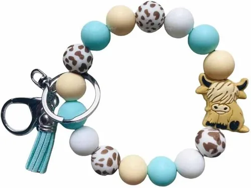 Miniatura 5 de Llavero pulsera de silicona de vaca, regalos de vaca para mujeres y niñas, llavero brazalete de vaca