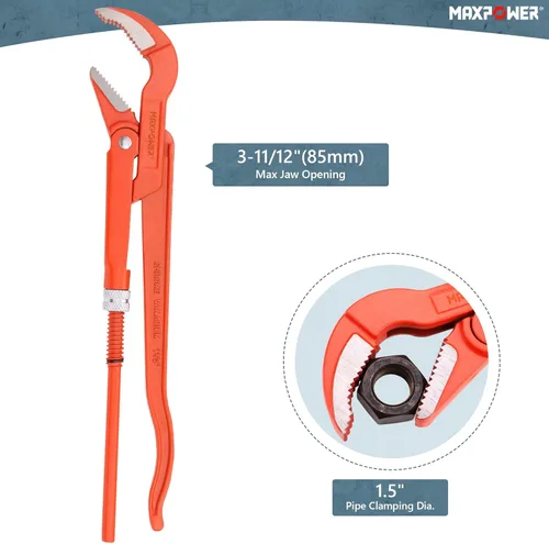 Miniatura 2 de MAXPOWER Alicates para tubos modelo sueco de 15 pulgadas, mordaza angular de 45 grados
