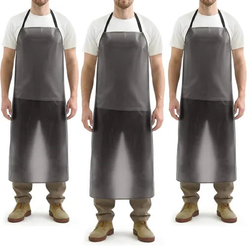 Miniatura 7 de Hercicy 3 Pcs Heavy Duty Waterproof Aprons 47" PVC Vinyl Aprons Transparent Plastic Oil Proof Apron for Dishwashing Cleaning Blanco