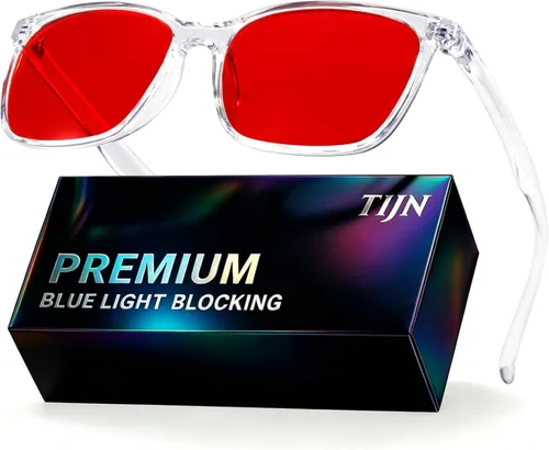 Miniatura 13 de TIJN Lentes de dormir para 99.9% TR90 con bloqueo de luz azul y verde, doble revestimiento AR con lente roja para juegos de computadora que reducen