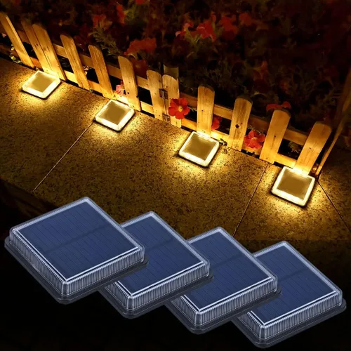 Luces solares de cubierta, luz de muelle de entrada de tierra, alimentada por energía solar, lámpara LED para patio trasero, patio, jardín, Blanco