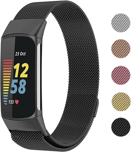 Bandas de malla metálica para Fitbit Charge 5/Charge 6 Band para mujeres y hombres, correas ajustables de acero inoxidable de repuesto para Charge