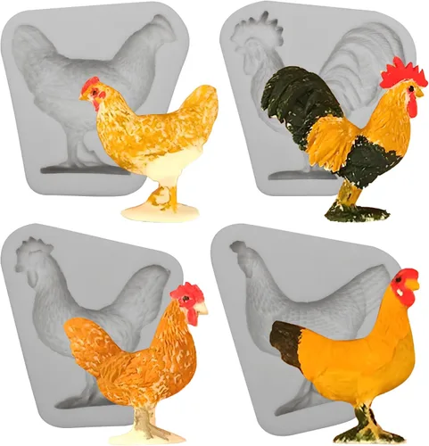 Miniatura 12 de Molde de silicona para ganado, moldes de chocolate de cerdo de gallo de granja, molde para hornear fondant de caballo para decoración de pasteles