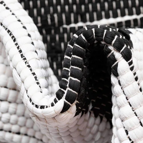 Miniatura 5 de Unique Loom Chindi Jute Collection - Alfombra de área (2 pies 2 pulgadas x 6 pies 1 pulgada, blanco y negro/negro)