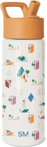Miniatura 60 de Simple Modern Botella de agua para niños con tapa con pajilla, vaso aislado de acero inoxidable de 14 onzas para niños y a prueba de derrames