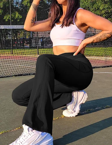 Miniatura 3 de PINSPARK Pantalones de yoga acampanados de cintura alta para mujer