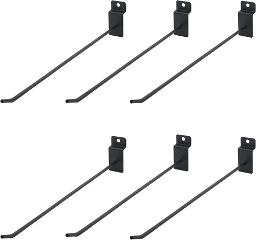 Miniatura 17 de Paquete de 6 ganchos Slatwall, ganchos resistentes para uso general, rejilla de metal de grado comercial, surtido de estanterías de almacenamiento