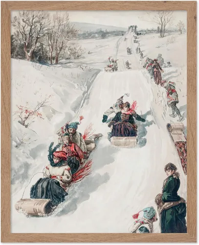 Poster Master Póster de Navidad vintage, impresión retro de carreras de trineo, arte de pared de invierno, regalo de vacaciones para hombres,