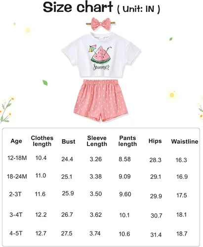 Miniatura 6 de YALLET Ropa de niña pequeña 2T 3T 4T 5T Niñas, manga corta impresión superior + pantalón 12, 18 24 meses, ropa de verano para bebé 1-5T