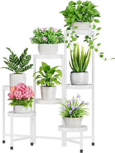 Miniatura 28 de iDavosic.ly Soporte para plantas para interiores y exteriores, estante esquinero de metal de 5 niveles, estante alto plegable para orquídeas