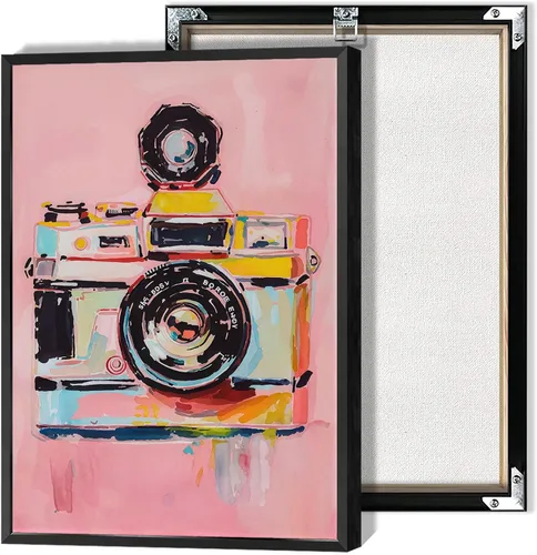 Lienzo moderno para cámara, arte de pared con acuarela, póster de cámara preppy para fotógrafo, regalo Y2K, impresiones estéticas para habitación,