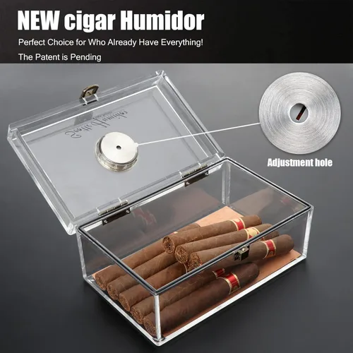 Miniatura 7 de Scotte - Tarro/estuche/caja de humidificador de puros acrílico con humidificador e higrómetro, humidificador que puede contener aproximadamente 20