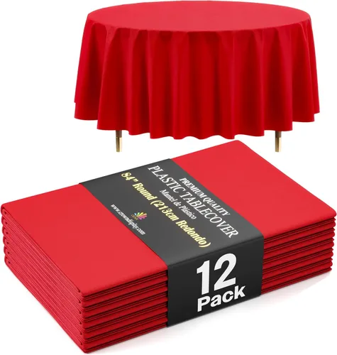 Miniatura 36 de Exquisite 66% Thicker Premium Aqua Round Tablecloth 0.5 Mil 6 Pack Plastic Table Cloth Disposable 84 Inch Round Plastic Tablecloth Won't Tear Easily