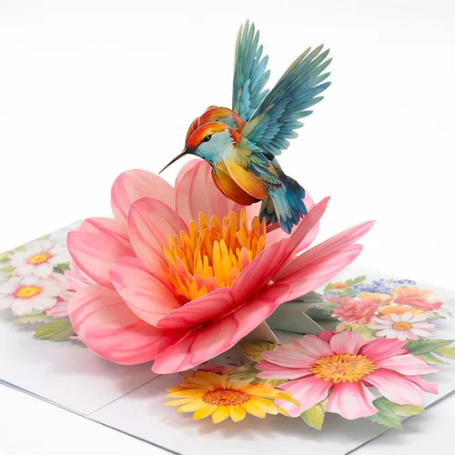 Miniatura 6 de Tarjeta de cumpleaños desplegable 3D – Elegante tarjeta de felicitación emergente de pastel floral de mariposa rosa para mujeres, mamá, esposa