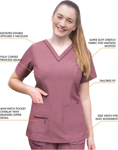 Miniatura 3 de Adar Pro Flawless Plus - Conjunto de uniforme médico para mujer, parte superior con cuello en V y pantalones deportivos