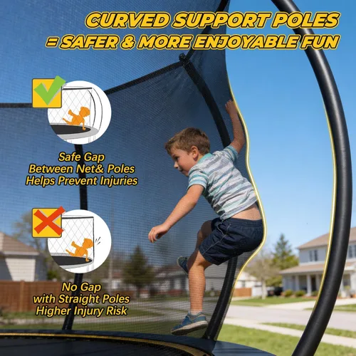 Miniatura 3 de Mersco Trampolín para exteriores de 10 pies, 12 pies, 14 pies, con recinto y escalera, cama elástica recreativa aprobada por ASTM para niños