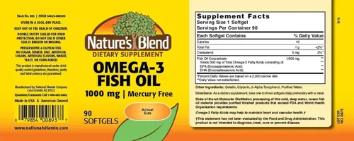 Miniatura 2 de Natures Blend Aceite de pescado Omega-3, 1000 mg, 90 cápsulas blandas
