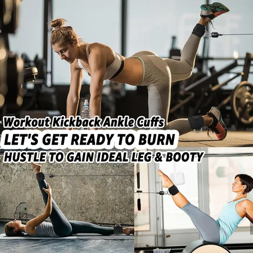 Miniatura 7 de Correas de Tobillo de Fitness para Máquina de Cable, Kickbacks Ejercicios de Glúteos, Ejercicios de Parte Inferior del Cuerpo, Correas Ajustables