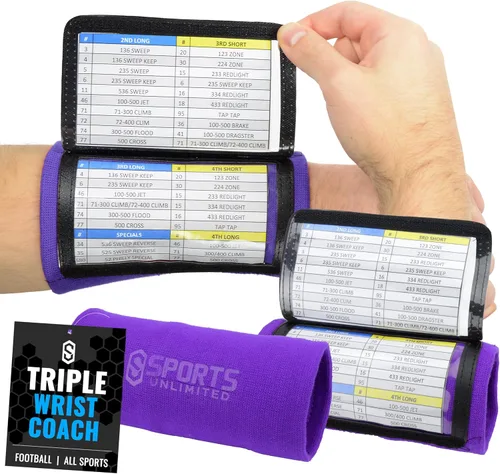 Miniatura 89 de Sports Unlimited Banda Instructora Triple para Adultos, Muñequeras de Fútbol para Jugadas, Muñequeras de Béisbol, Bandas de Brazo QB Negro