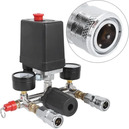 Miniatura 9 de Compresor de aire Montaje de soporte Interruptor de control de presión Regulador de colector de válvula Accesorios de compresor de aire