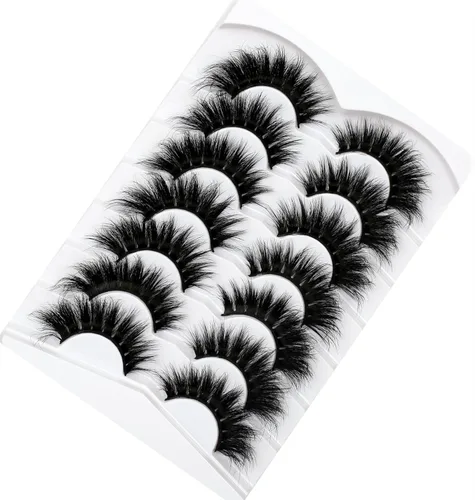 Miniatura 129 de Pooplunch - Pestañas postizas finas de visón sintético, estilo ojo de gato, naturales, cruzadas, tipo racimo, efecto 8D de volumen, tiras
