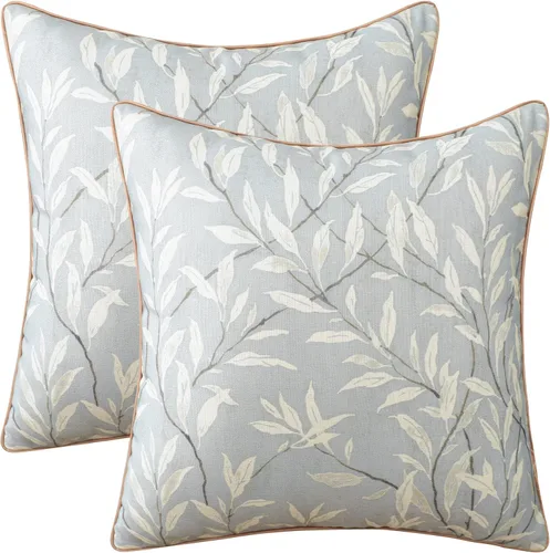 Miniatura 44 de VOGOL Juego de 2 fundas de almohada, 18 x 18 pulgadas, patrón de pájaros verdes, estampado de flores y pájaros verdes, fundas de cojín para cama