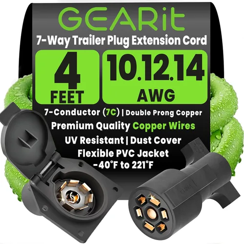 Miniatura 11 de GEARit Cable de extensión para remolque de 7 vías (1 pie) Enchufe de remolque de 7 pines Cable en línea Arnés de cables Conector de clavijas dobles