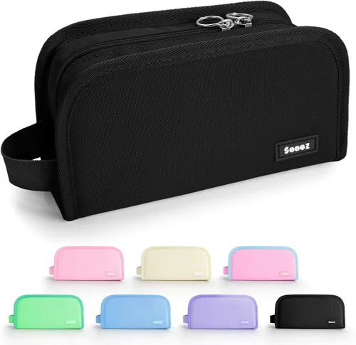 Miniatura 6 de Sooez - Estuche para lápices con apertura amplia, estuche organizador de gran capacidad para artículos de papelería, bolsa estética para lápices