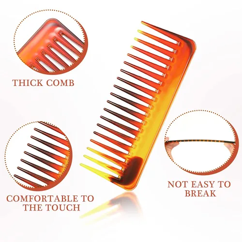 Miniatura 4 de Patelai Peine de Dientes Anchos Peine Grande Desenredante de Cabello para Cabello Rizado, Húmedo y Seco, Accesorios Desenredantes Sin Mango