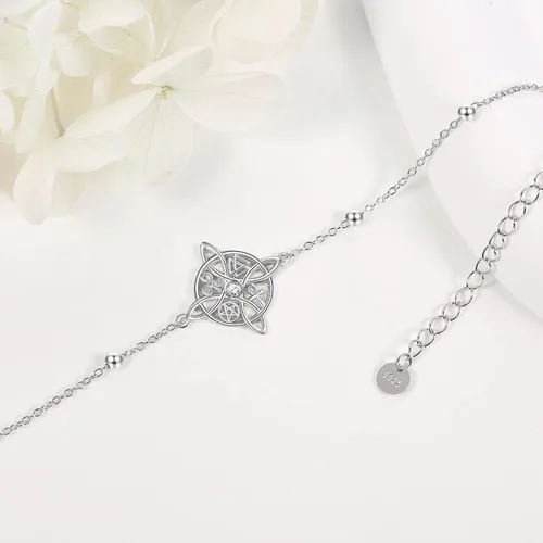 Miniatura 5 de YAFEINI Nudo de Bruja Plata 925 Pulsera de Nudo de Bruja Original de Plata de Ley Celta Pulsera de Bruja para Mujer Regalos de Bruja