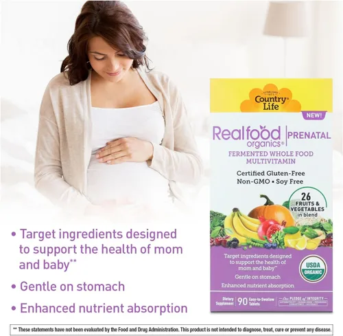 Miniatura 4 de Realfood Organics Prenatal Multi - Antes, durante y después del embarazo - Folato, D3 y hierro para apoyar el crecimiento y desarrollo fetal