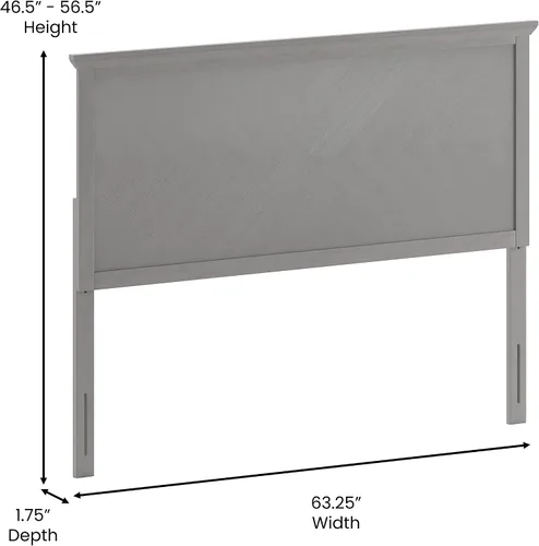 Miniatura 2 de Flash Furniture Fiona - Cabecera de madera tamaño Queen, cabecera ajustable con patrón de espiga en color gris lavado Gris desteñido