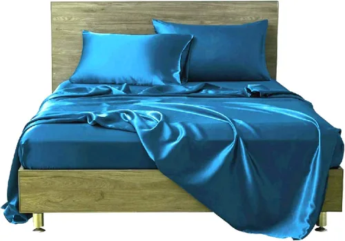 Miniatura 19 de Juego de sábanas de satén de seda de 4 piezas Sábana bajera Sábana encimera Funda de almohada Calidad de hotel sedoso suave y lujoso