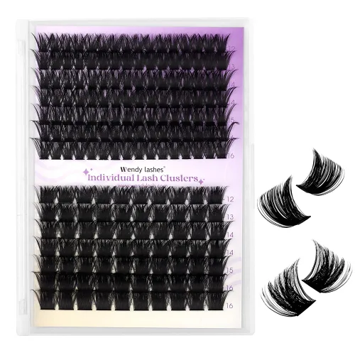 Miniatura 12 de Kit de racimos de pestañas para pestañas de bricolaje: 280 unidades, Wendy, para usar en casa, ultraligeras, naturales, esponjosas, delgadas