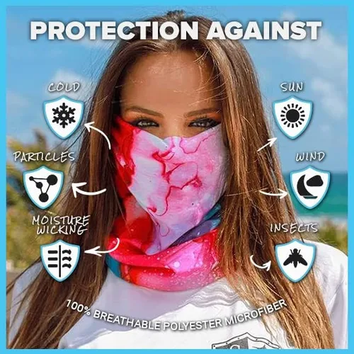 Miniatura 2 de S A Company Neck Gaiter 5 Pack Sun Protection Face Shield Multi Use Bandanas Stylish and Cool Design Face Mask Reusable