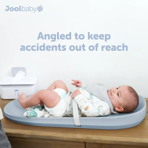 Miniatura 6 de Jool Baby Cambiador de bebé impermeable, fácil de limpiar, ligero y portátil, cojín de espuma grande para mayor comodidad (azul)