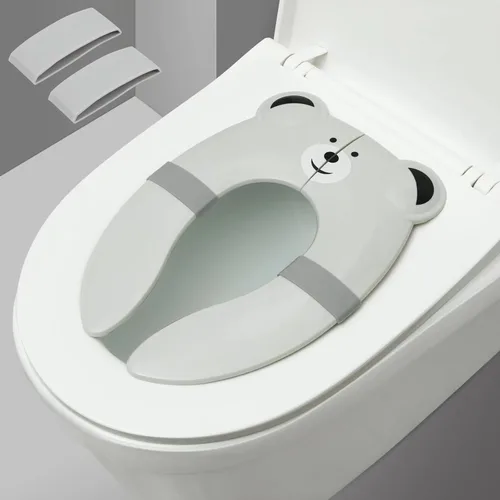 PandaEar Funda de asiento de inodoro | Asiento de inodoro plegable de viaje para niños y entrenamiento para ir al baño | Asiento de inodoro de Gris