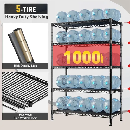 Miniatura 4 de REIBII Estantes de almacenamiento de 5 neumáticos, estantería de alambre con carga de 1000 libras, estantes de metal para almacenamiento, estantería