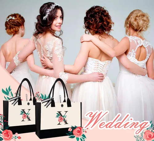 Miniatura 67 de Bolsa de lona con inicial, regalos de cumpleaños personalizados para mujeres, madres, amigas y profesoras, bolsas de mano con monograma adecuadas
