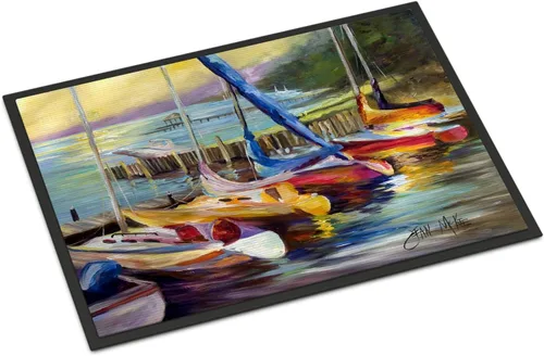 Miniatura 251 de Caroline's Treasures JMK1017JMAT - Tapete de caza de rana garza azul, 24 x 36 pulgadas, tapete para puerta delantera, interior y exterior