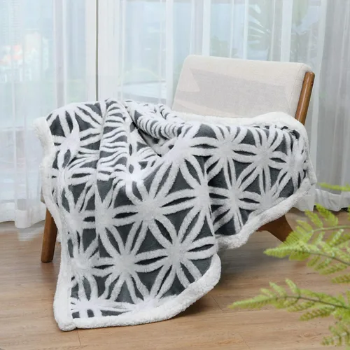 Miniatura 2 de LOMAO – Manta de vellón sherpa, suave y mullida de doble faz para sillón, sofá o cama (gris oscuro, 51 x 63 pulgadas)