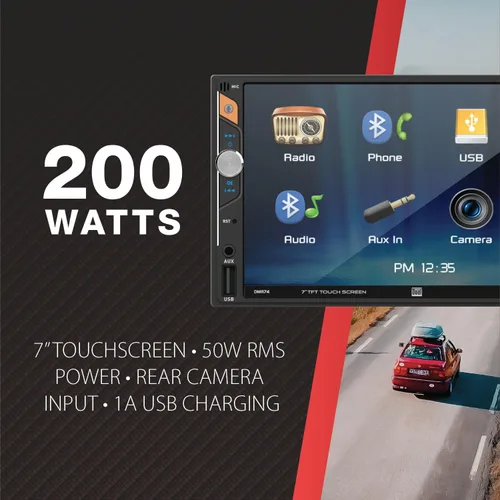 Miniatura 2 de Dual Electronics DMR74 Estéreo de coche doble DIN de 7 pulgadas Pantalla táctil LED digital Bluetooth Asistente Push to Talk Entrada
