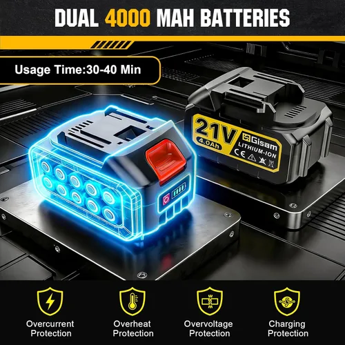 Miniatura 3 de Gisam Pulverizador de pintura HVLP inalámbrico Motor sin escobillas, 2 baterías de 4000 mAh, 5 boquillas de latón Pulverizador de pintura